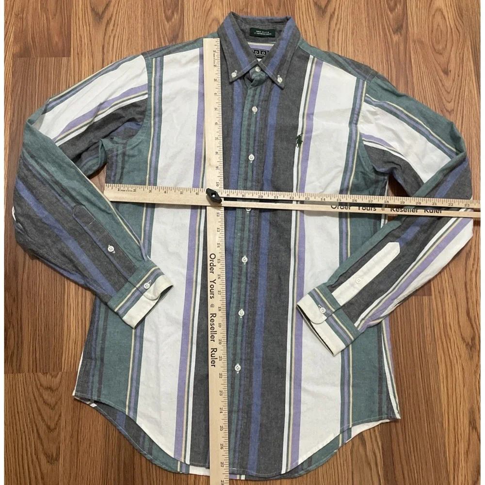 Polo Ralph Lauren Shirt Mens Large Made USA 90s Button Down Striped Preppy